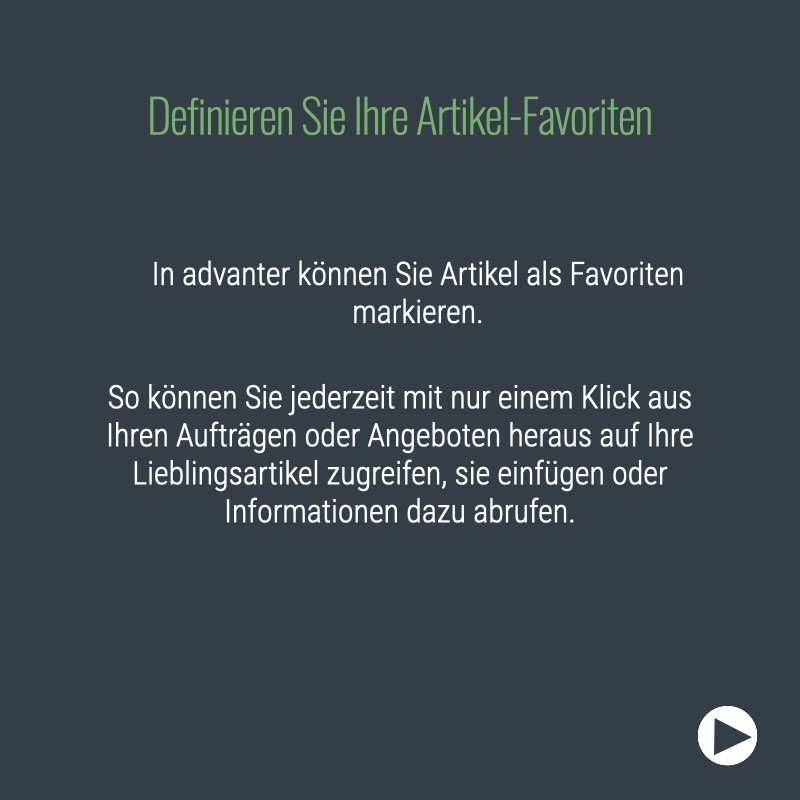 Schneller Zugriff auf Lieblingsartikel