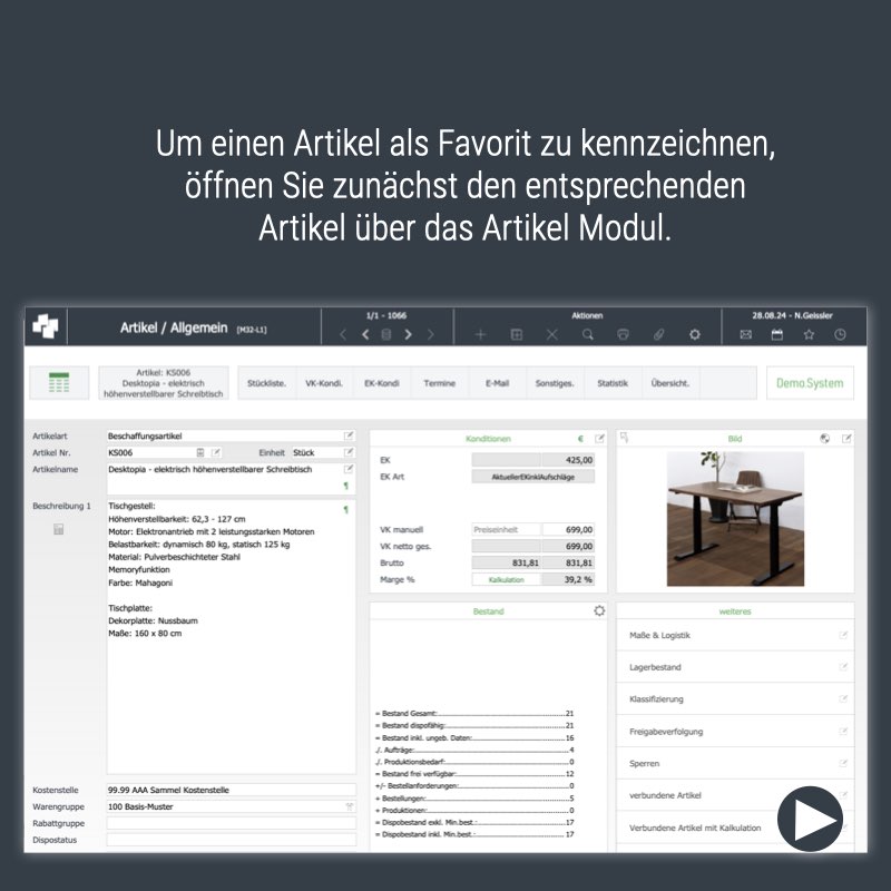 Artikel über Artikelmodul öffnen