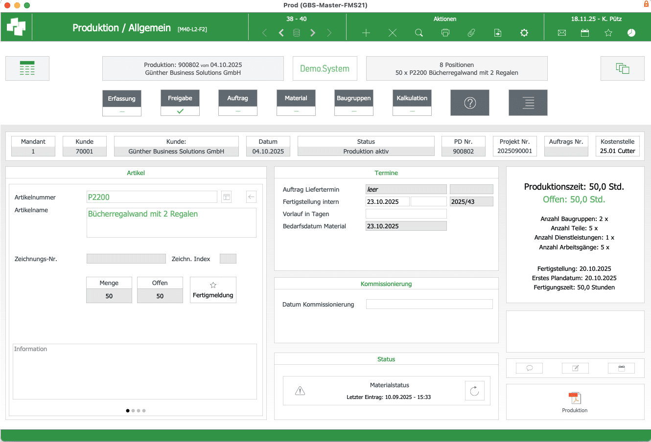 advanter 7.2 - Update des Produktionsmoduls